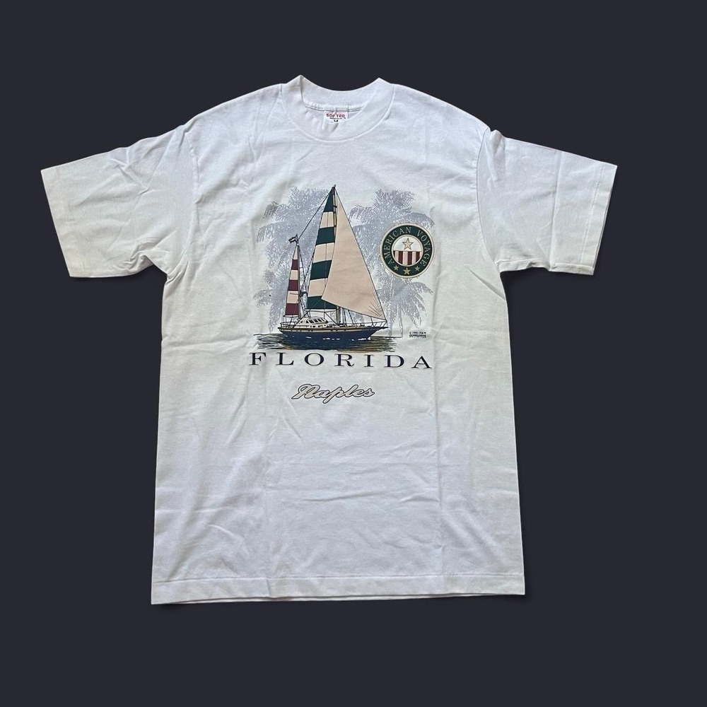 Florida Naples Sailboat Graphic T-Shirt Made In USA Vintage 1995 Single Stitch